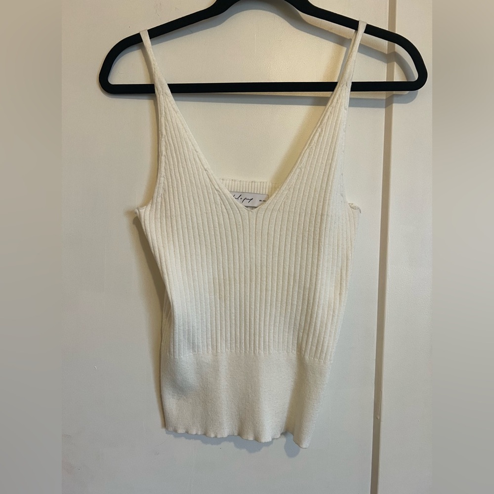 Petal & Pup Cream Ribbed Knit Top